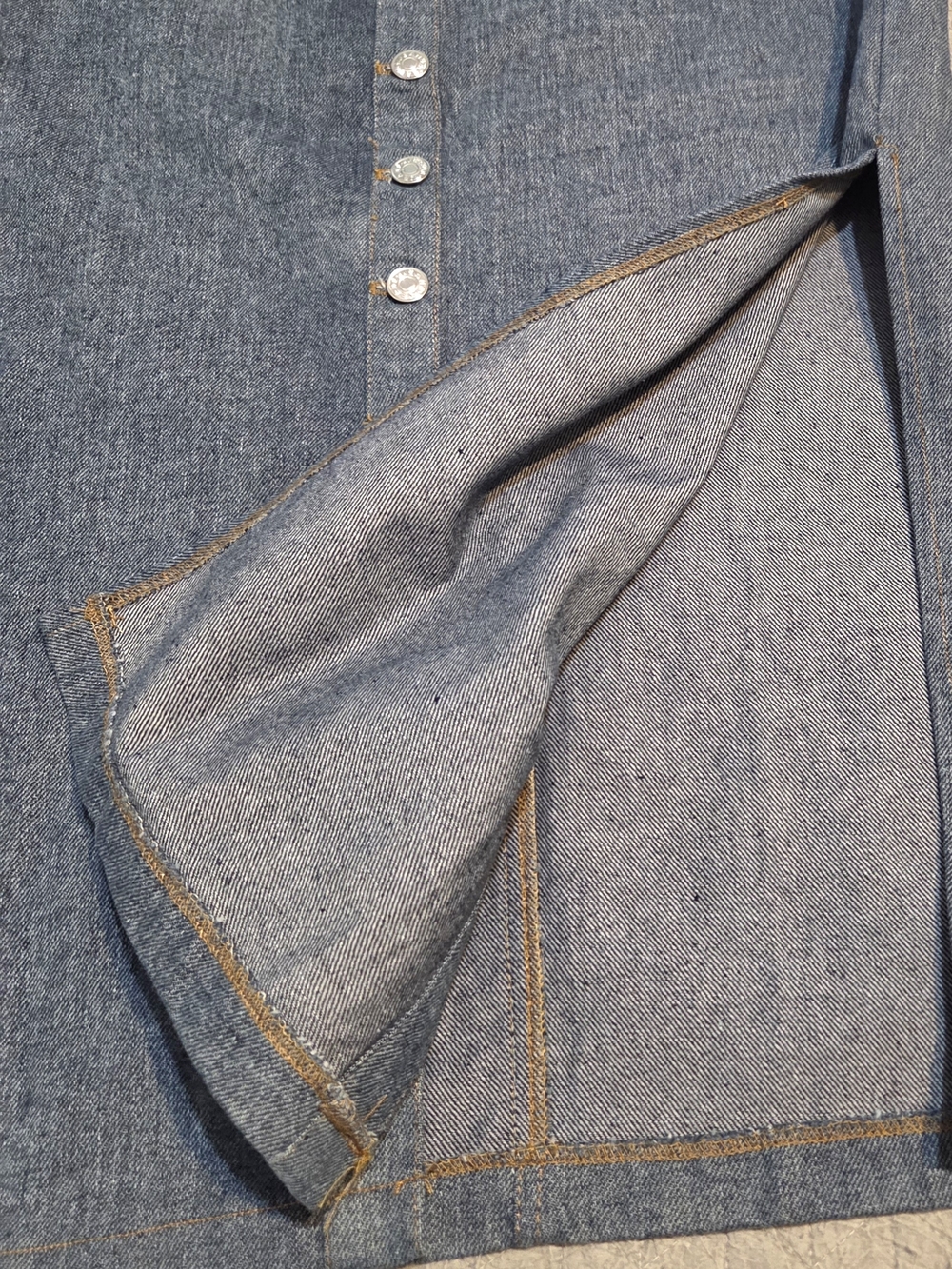 Button-Front Denim Maxi Skirt in Blue - Picture 3 of 6